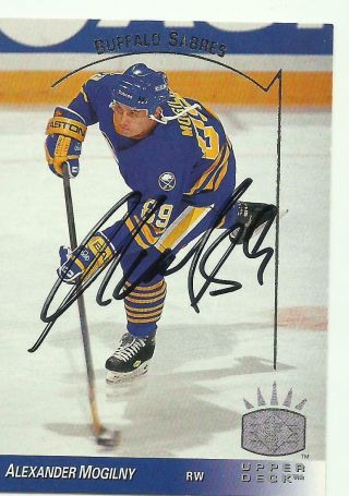 Alex Mogilny Autographed Buffalo Sabres Card Canucks Maple Leafs
