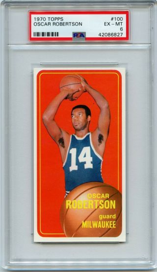 1970 - 71 Topps 100 Oscar Robertson Basketball Card,  Milwaukee Bucks,  Psa 6