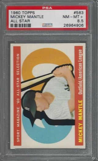 Psa 8.  5 Mickey Mantle 1960 Topps All Star 563 Yankees Review 9???