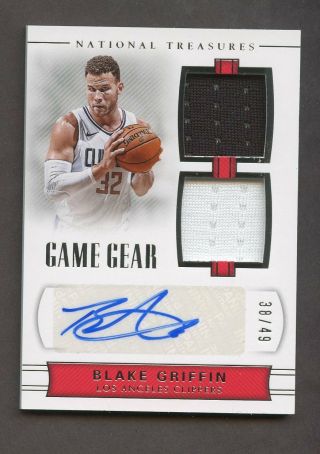 2017 - 18 National Treasures Game Gear Dual Jersey Auto Blake Griffin Sp 38/49