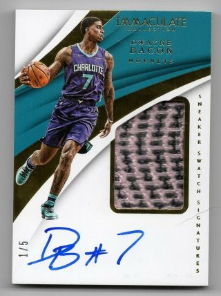 2017 - 18 Panini Immaculate Dwayne Bacon Rookie Rc Sneaker Swatch Auto 1/5