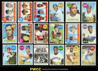1969 Topps Mid - Grade Complete Set Mantle Mays Clemente Ryan Jackson Rc (pwcc)
