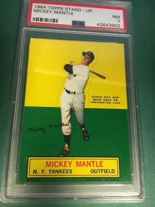 1964 Topps Stand Up Mickey Mantle Yankees Psa 7 - Nm - Gorgeous Card