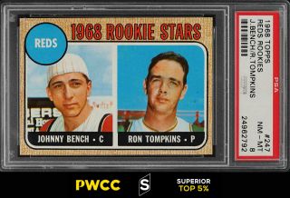 1968 Topps Johnny Bench Rookie Rc 247 Psa 8 Nm - Mt (pwcc - S)