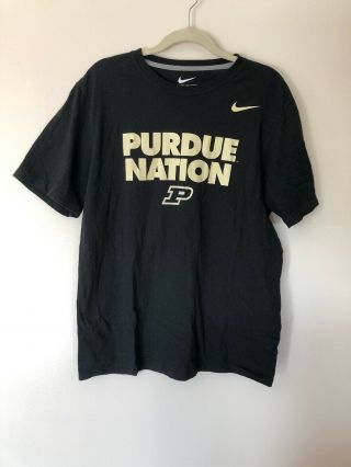 Mens Nike Purdue Nation Boilermakers Black Short Sleeve Shirt - Size Large