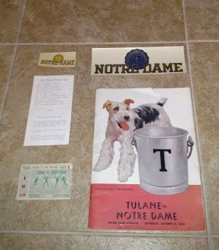 1949 Notre Dame Vs.  Tulane (national Champions) Program,  Ticket,  Schedule & More