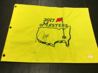 Sergio Garcia Signed 2017 Augusta National Masters Golf Flag Jsa