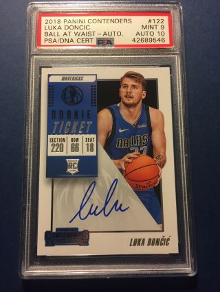 2018 - 19 Panini Contenders Luka Doncic Rc Auto Sp Psa 9 Dna 10 Looks Perfect