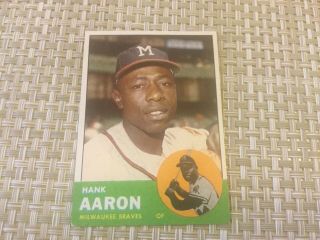 1963 Topps Bb Card 390 Hank Aaron Vg
