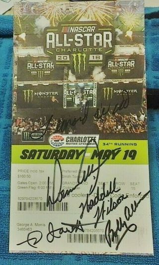 2018 Nascar All Star Race ticket stub hand signed autographed 2