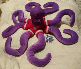 Detroit Red Wings Rally Al Purple Octopus Mascot Nhl Hockey Plush 6” By 15” Span