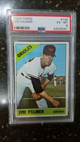 Jim Palmer 1966 Topps Baseball Rookie Card Psa 6 Ex - Mlb Hof Balt.  Orioles