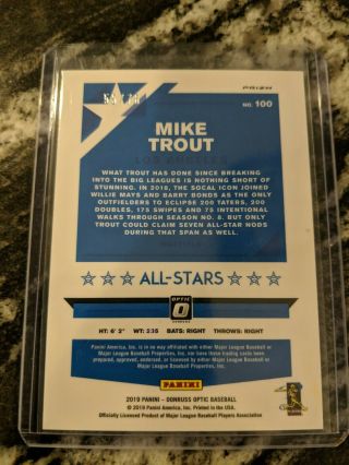 2019 Donruss Optic Mike Trout All - Stars We The People 55/76 2