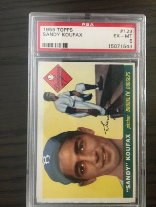1955 Topps Sandy Koufax Brooklyn Dodgers 123 Baseball Card Psa 6