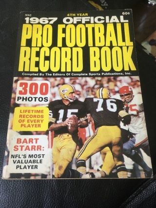 1967 Official Pro Football Record Book Nfl Bart Starr Green Bay Packers