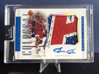 2018 - 19 National Treasures 1/1 Grant Hill Colossal Patch Auto 1/1 Beauty