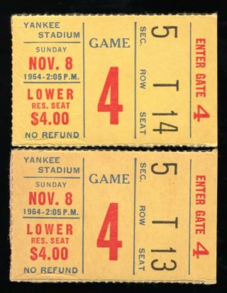 2 November 8,  1964 York Giants Vs Dallas Cowboys Ticket Stubs 31 - 21 Dallas