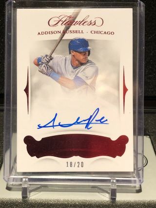 Addison Russell 2018 Panini Flawless Ruby Cubs Signed Auto Autograph 18/20