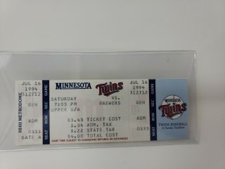 1991 Minnesota Twins Game 7 World Series Ticket & Bonus 1994 Ticket 6