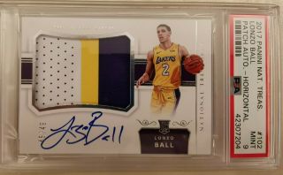 2017 - 18 National Treasures Lonzo Ball Rookie Patch Auto Rpa 45/49 Rc Psa9