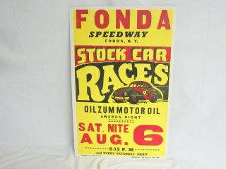 Nascar - - Fonda Speedway Stock Car Races Poster - - - - - -