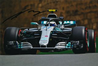 Valtteri Bottas Signed 8x12 Inches 2018 Mercedes F1 Baku Gp Photo