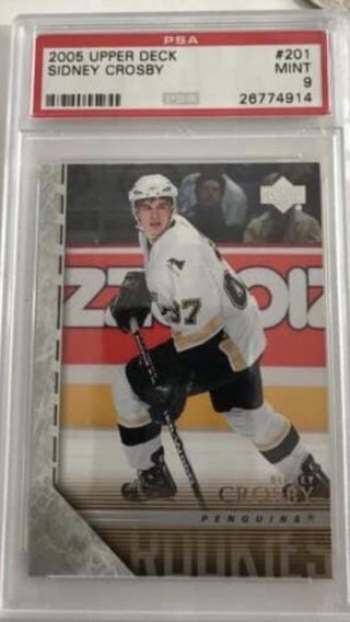 2005 - 06 Upper Deck Young Guns 201 Sidney Crosby Penguins Rc Rookie Psa 9