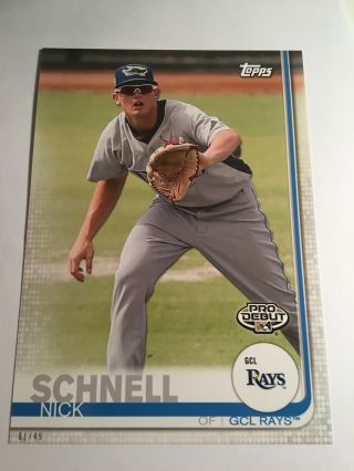 2019 Topps Pro Debut Jumbo 5x7 Nick Schnell Rays 77 01/49