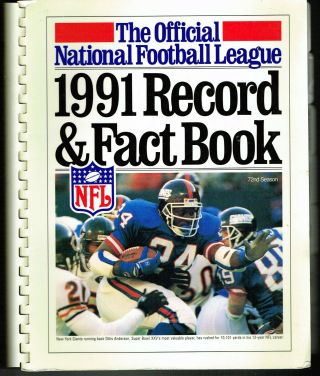 1991 Official National Football League Large Spiral Record & Fact Book