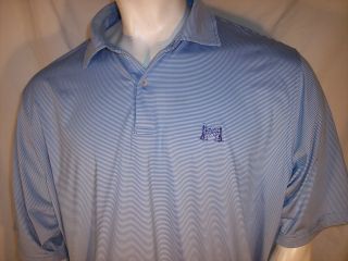 Fairway & Greene Xxl Blue Striped Poly Golf Shirt National Golf Links Of America