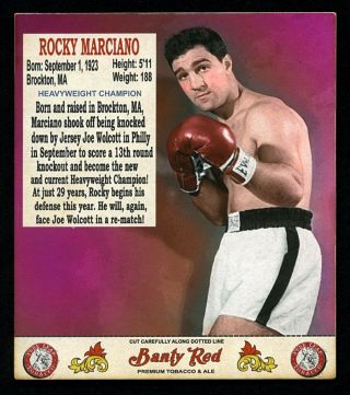 Banty Red Man Pouch Inserts " 1952 " Rocky Marciano,  Heavyweight Champion
