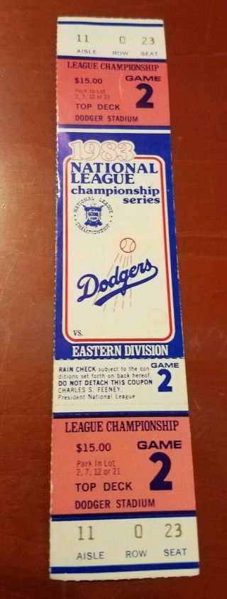 1983 National League Championship Series Full Ticket Phillies At Dodgers