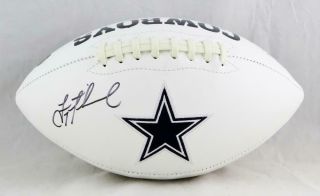 Troy Aikman Autographed Dallas Cowboys Logo Football - Beckett Auth Black
