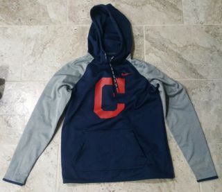 Awesome Nike Dri Fit Cleveland Indians Hoodie Men 