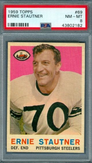 1959 Topps Football Ernie Stautner 69 Steelers Psa 8 (nearmint -)
