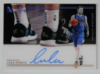 Luka Doncic Auto 47/99 - 2018 - 19 Panini Noir Sneaker Spotlight Basketball Card