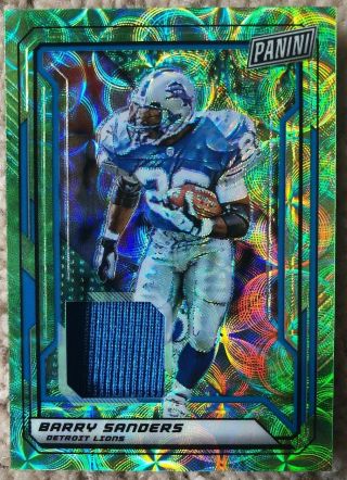 Barry Sanders 2019 Panini National Vip Gold Green Prizm Patch Relic D /25 