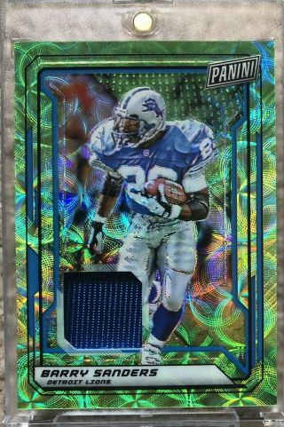 BARRY SANDERS 2019 Panini National VIP Gold GREEN Prizm PATCH RELIC d /25  2