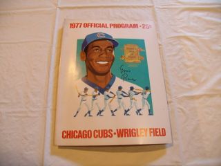 Chicago Cubs Wrigley 1977 Scorecard Ernie Banks Cover Vs.  St.  Louis Cardinals