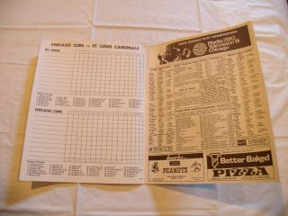 Chicago Cubs Wrigley 1977 Scorecard Ernie Banks Cover vs.  St.  Louis Cardinals 3