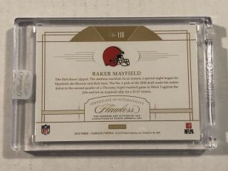 2018 Flawless Baker Mayfield Rookie RC 13/15 Sapphire Auto Browns 2