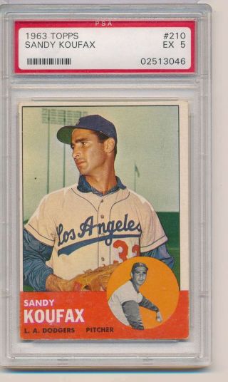 1963 Topps Sandy Koufax 210 Psa 5 Ex Dodgers Hof All Star C3150