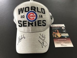 Jon Lester / John Lackey Signed Official 2016 W.  S Cubs Locker Room Hat,  Nwt,  Jsa