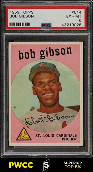 1959 Topps Bob Gibson Rookie Rc 514 Psa 6 Exmt (pwcc - S)