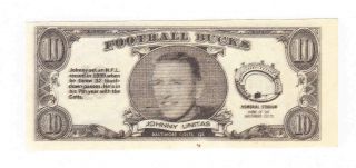 Johnny Unitas 1962 Topps Bucks Football Insert Card 24 Of 48