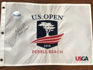 Gary Woodland Signed 2019 Us Open Flag “2019 Champ” Insc.  And Ball Combo Jsa Gtd