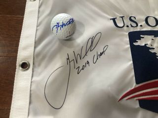 Gary Woodland Signed 2019 US Open Flag “2019 Champ” Insc.  And Ball Combo JSA GTD 2