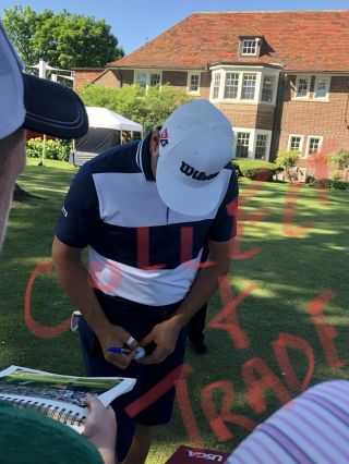 Gary Woodland Signed 2019 US Open Flag “2019 Champ” Insc.  And Ball Combo JSA GTD 7