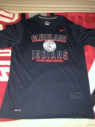 Cleveland Indians Nike Dri Fit Retro Logo T Shirt Size L Chief Wahoo