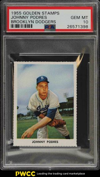 1955 Golden Stamps Brooklyn Dodgers Johnny Podres Psa 10 Gem (pwcc)